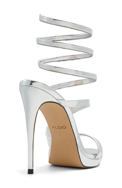 Shop Aldo Katswirl Ankle Wrap Platform Sandal In Silver