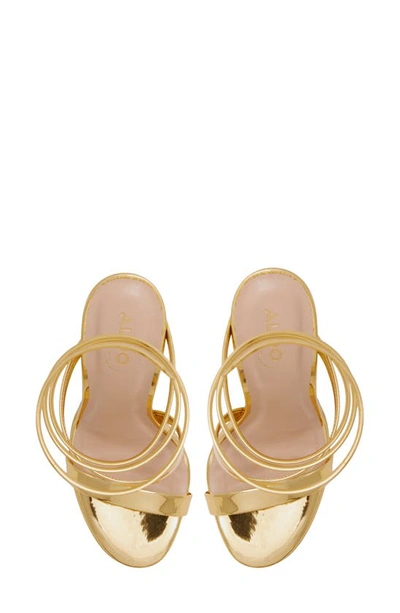 Shop Aldo Katswirl Ankle Wrap Platform Sandal In Gold