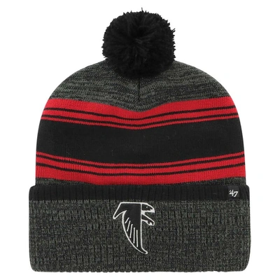 Shop 47 ' Black Atlanta Falcons Fadeout Cuffed Knit Hat With Pom