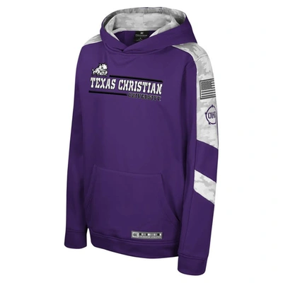 Shop Colosseum Youth  Purple Tcu Horned Frogs Oht Military Appreciation Cyclone Digital Camo Pullover Hood