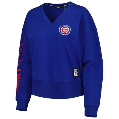 Shop Dkny Sport Royal Chicago Cubs Lily V-neck Pullover Sweatshirt