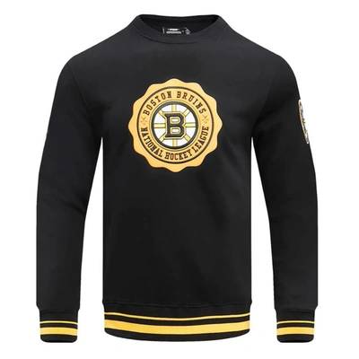 Pro Standard Men's  Black Boston Bruins Crest Emblem Pullover Sweatshirt In Black