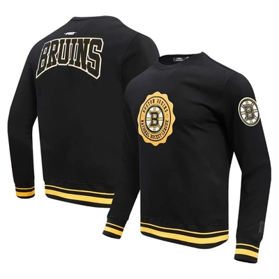 Pro Standard Men's  Black Boston Bruins Crest Emblem Pullover Sweatshirt In Black