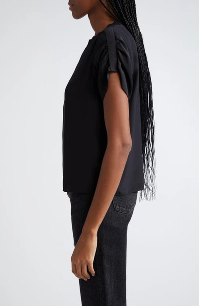 Shop Cinq À Sept Lorainne Ruched Dolman Sleeve Silk Top In Black