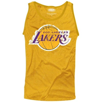 Shop Majestic Jeremy Lin Los Angeles Lakers  Threads Player Tri-blend Tank Top In Gold