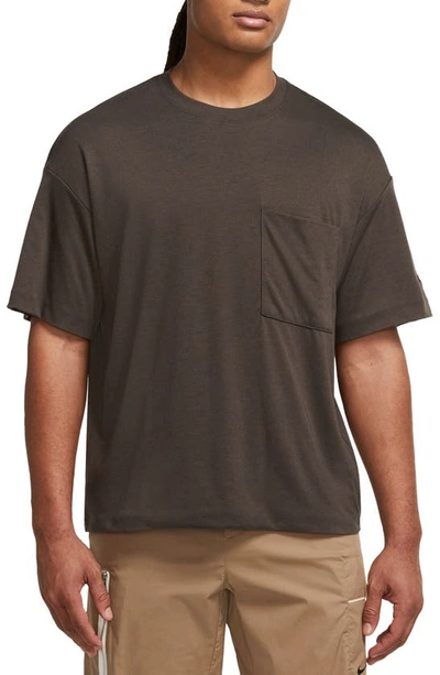 Shop Nike Sportswear Tech Pack Dri-fit Oversize Pocket T-shirt In Baroque Brown/ Black