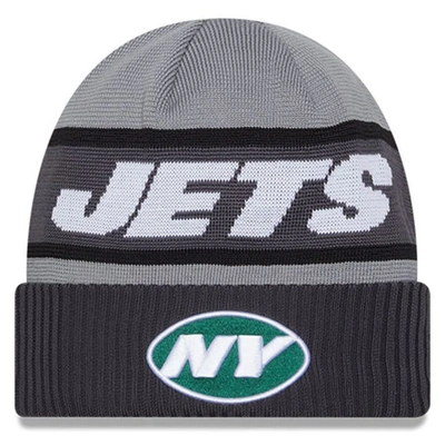 Shop New Era Gray New York Jets 2023 Sideline Tech Cuffed Knit Hat