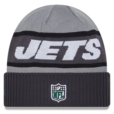 Shop New Era Gray New York Jets 2023 Sideline Tech Cuffed Knit Hat