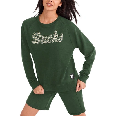 Shop Dkny Sport Hunter Green Milwaukee Bucks Regina Raglan Pullover Sweatshirt