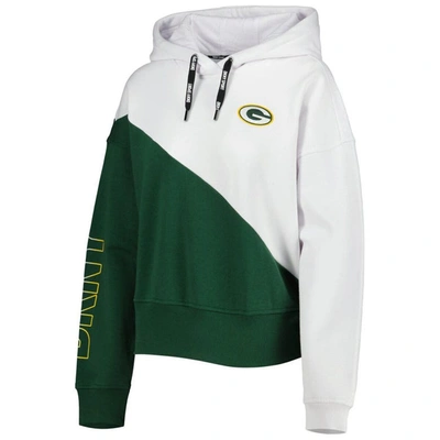 Shop Dkny Sport White/green Green Bay Packers Bobbi Color Blocked Pullover Hoodie