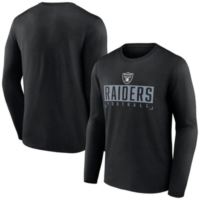 Shop Fanatics Branded Black Las Vegas Raiders Stack The Box Long Sleeve T-shirt