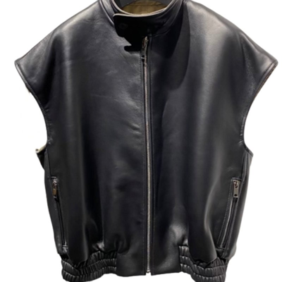 Shop Madonna & Co Leather Zip Front Vest In Black