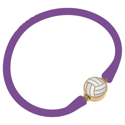 Shop Canvas Style Enamel Volleyball Silicone Bali Bracelet In Purple