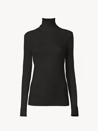 Shop Chloé Pull Col Roulé Femme Noir Taille Xs 100% Laine, Polyamide, Élasthanne In Black