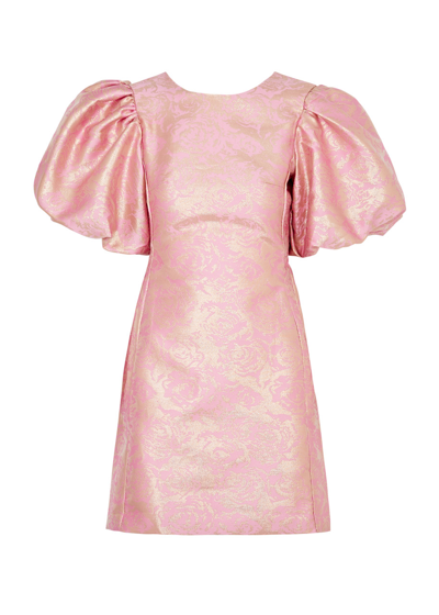 Shop Sister Jane Louise Floral-jacquard Cloqué Mini Dress In Pink