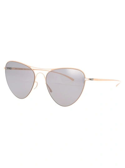 Mykita X Maison Margiela Oval Frame Sunglasses In 221 E9 Nude Warm Grey Flash