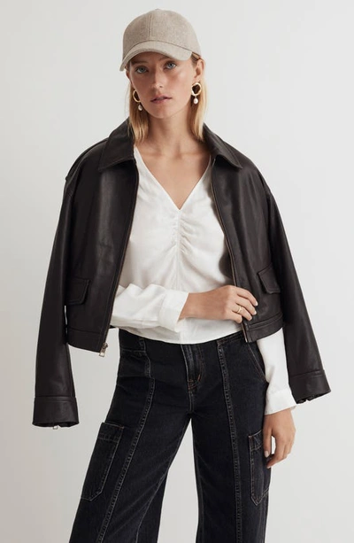 Shop Madewell Brushed Ruched Top In Lighthouse