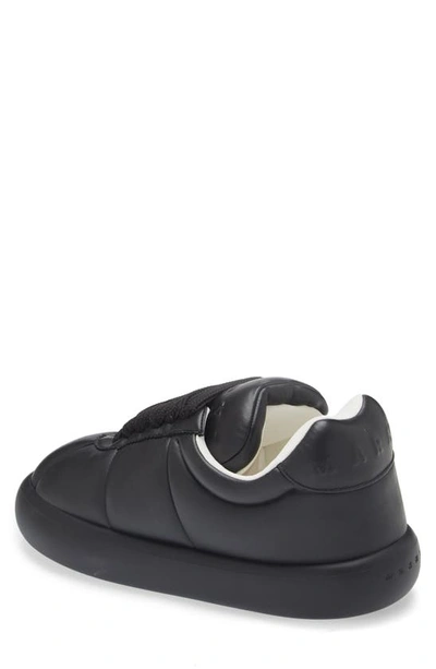 Marni Padded Leather Sneakers With Flat Rubber Sole In Black