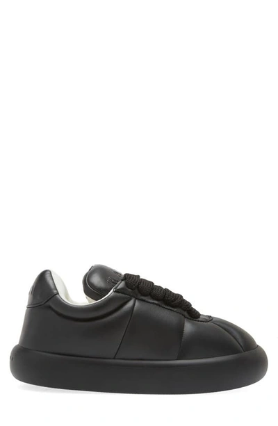 Marni Padded Leather Sneakers With Flat Rubber Sole In Black