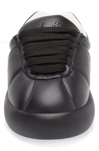 Marni Padded Leather Sneakers With Flat Rubber Sole In Black