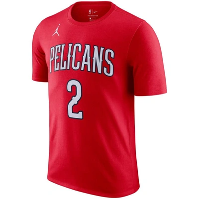 Shop Jordan Brand Red New Orleans Pelicans 2020/21 Lonzo Ball Statement Name & Number T-shirt
