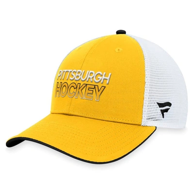 Shop Fanatics Branded Gold Pittsburgh Penguins Authentic Pro Rink Trucker Adjustable Hat