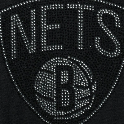 Shop Dkny Sport Black Brooklyn Nets Carrie Rhinestone Pullover Sweatshirt