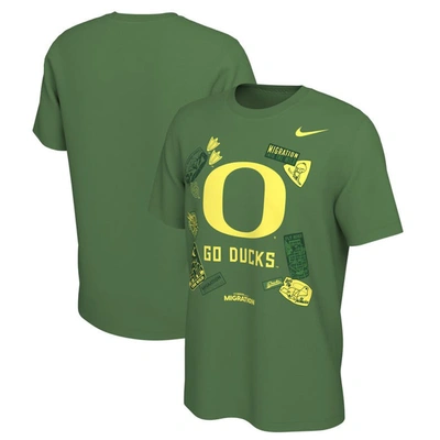 Shop Nike Green Oregon Ducks X Migration Stickers T-shirt