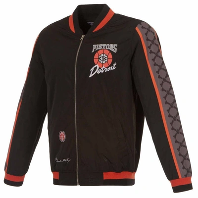 Shop Jh Design Black Detroit Pistons 2023/24 City Edition Nylon Full-zip Bomber Jacket