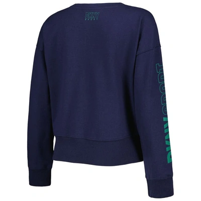 Shop Dkny Sport Navy Seattle Mariners Lily V-neck Pullover Sweatshirt