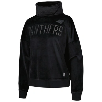 Shop Dkny Sport Black Carolina Panthers Deliliah Rhinestone Funnel Neck Pullover Sweatshirt