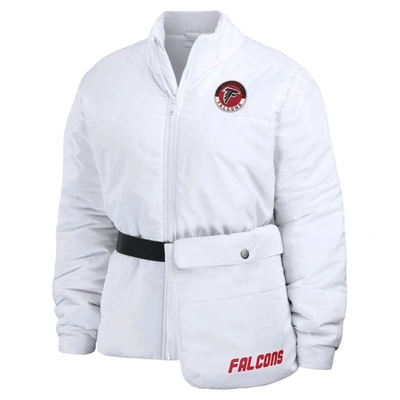 Shop Wear By Erin Andrews White Atlanta Falcons Packaway Full-zip Puffer Jacket