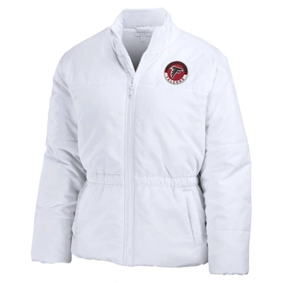 Wear By Erin Andrews White Atlanta Falcons Packaway Full-zip Puffer Jacket In White