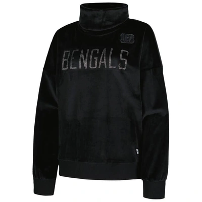 Shop Dkny Sport Black Cincinnati Bengals Deliliah Rhinestone Funnel Neck Pullover Sweatshirt