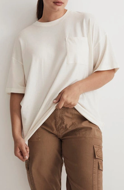 Shop Madewell Garment-dyed Oversize Cotton Pocket T-shirt In Lighthouse
