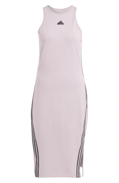 Shop Adidas Originals Future Icons 3-stripes Sleeveless Dress In Preloved Fig/ Black