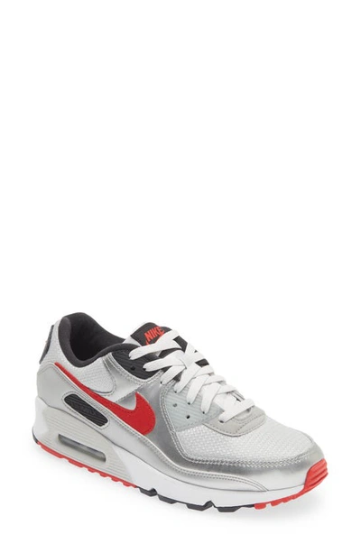 Shop Nike Air Max 90 Sneaker In Photon Dust/ University Red