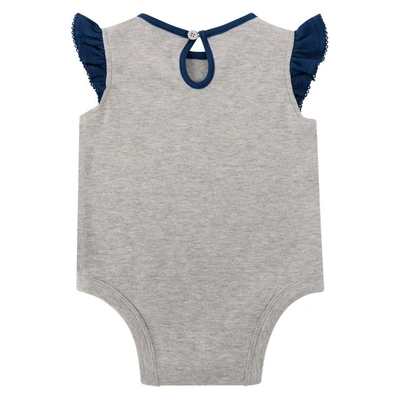 Shop Outerstuff Girls Infant Heather Gray/navy Seattle Seahawks All Dolled Up Three-piece Bodysuit, Skirt & Booties 