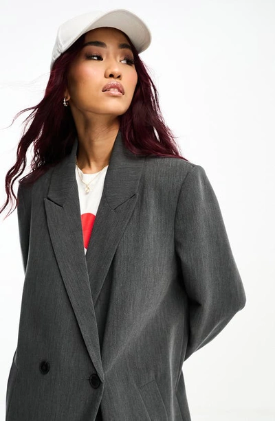 Shop Asos Design Longline Dad Coat In Grey