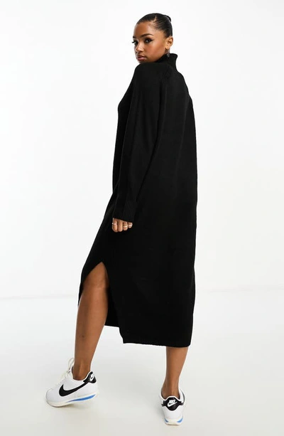 Shop Asos Design Oversize Mock Neck Midi Sweater Dress In Black