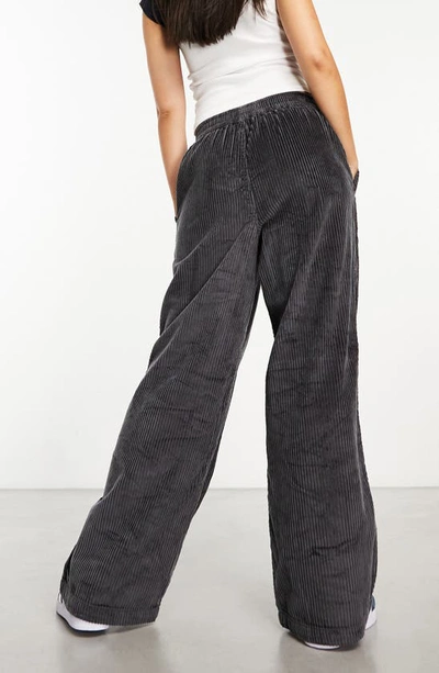Shop Asos Design Pull-on Wide Leg Jumbo Corduroy Pants In Grey
