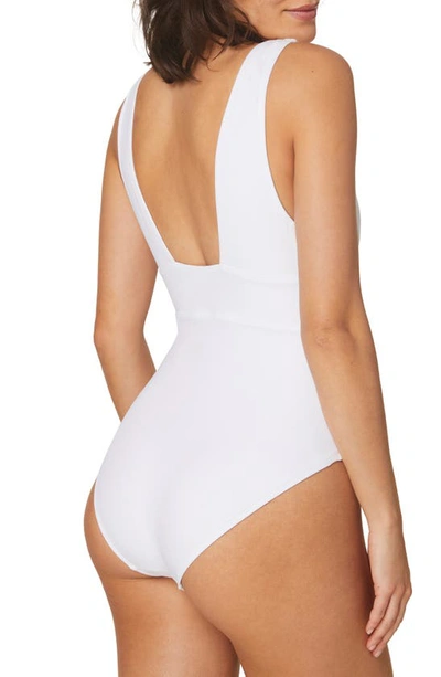 Shop Andie Mykonos Plunge One-piece Swimsuit In White
