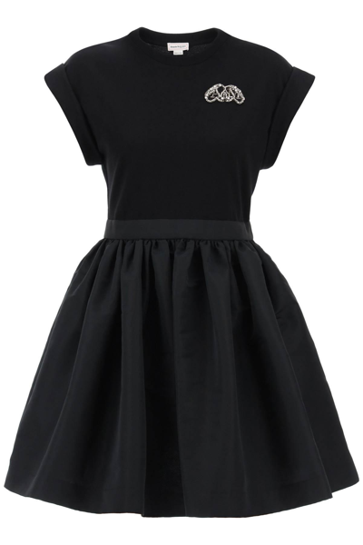 Shop Alexander Mcqueen Hybrid Mini Dress With Seal Logo