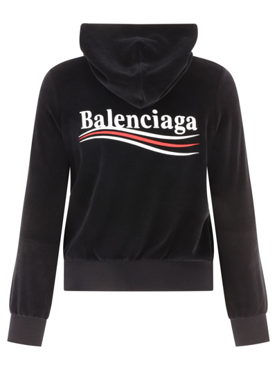 Shop Balenciaga Chenille Hoodie With Logo