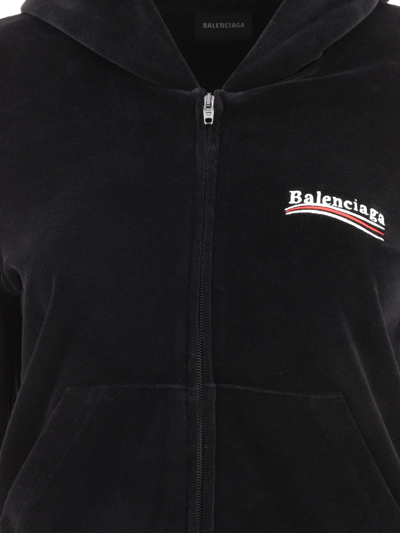 Shop Balenciaga Chenille Hoodie With Logo