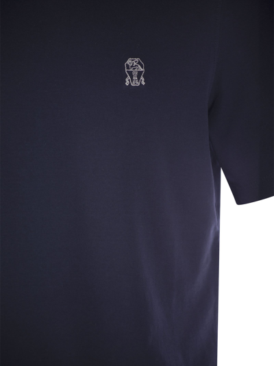Shop Brunello Cucinelli Slim Fit Crew Neck T Shirt In Cotton Jersey With Logo