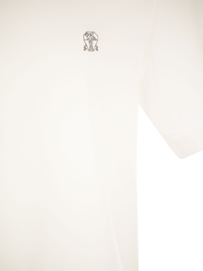 Shop Brunello Cucinelli Slim Fit Crew Neck T Shirt In Cotton Jersey With Logo