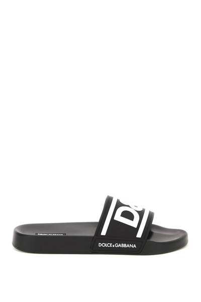 Shop Dolce & Gabbana Logo Rubber Slides