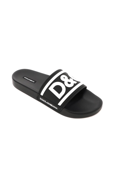 Shop Dolce & Gabbana Logo Rubber Slides