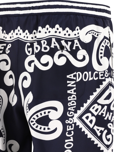 Dolce & Gabbana Dolce&gabbana Silk Bermuda With Navy Print In Blue